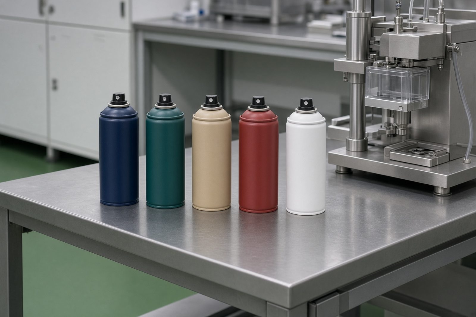 Aérosols sur-mesure préparés dans le laboratoire Riviera Couleurs.